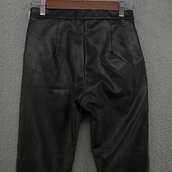 Miss‎ Selfridge Pants Womens 4 Black Faux Leather Petite Skinny Glam NWT - Picture 7 of 11